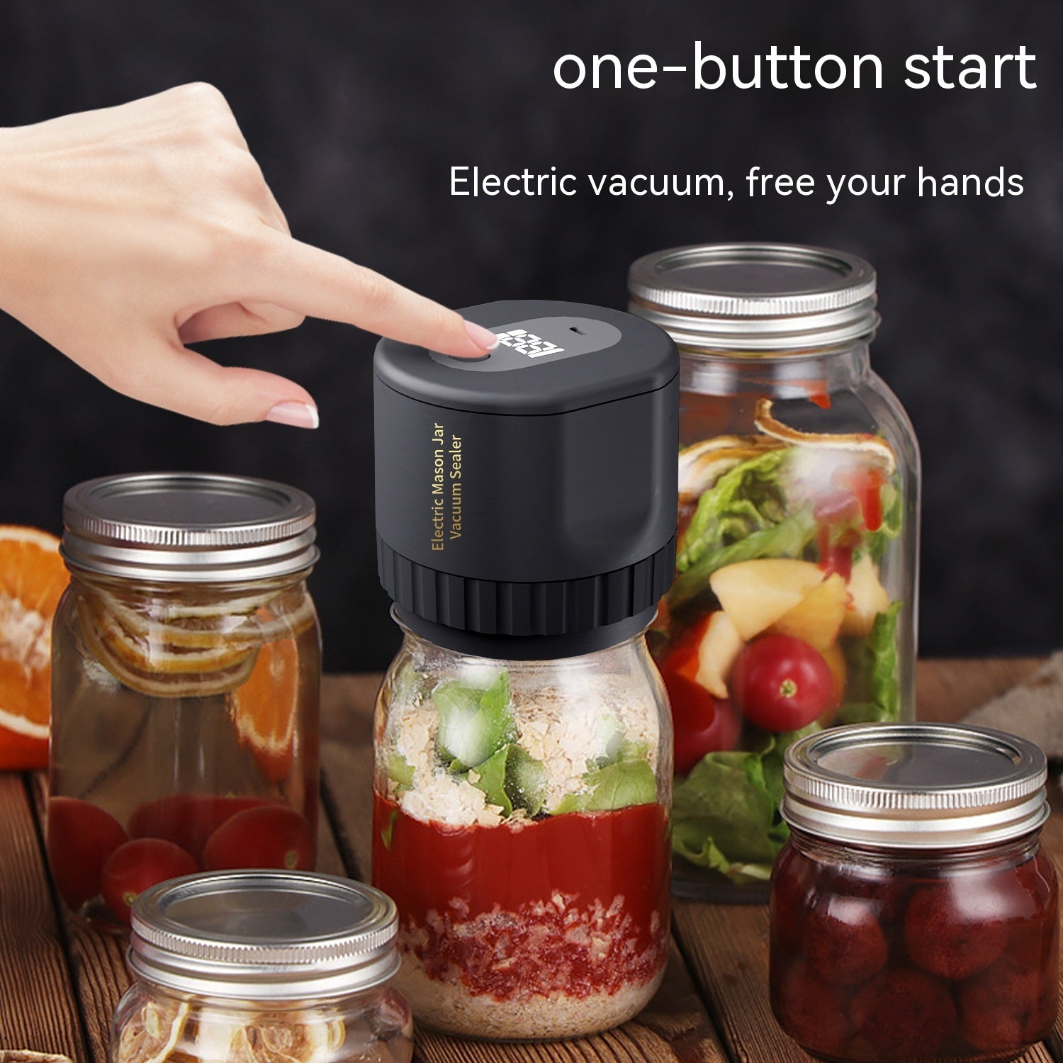Household Food Fresh-keeping Electric Sealer Black Mason jar opener  one button start. Electric Vaccum