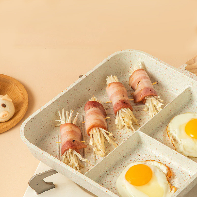 wat for dinner whats for breakfast eggs bacon 3-in-1 Culinary Master Pan Medical Stone Frying Pan Egg Frying Pan Breakfast Pot Special Convenient Omelet Tool Steak Pan Non-stick Pan Fat Reduction steaks tomatoes bacon over-view look