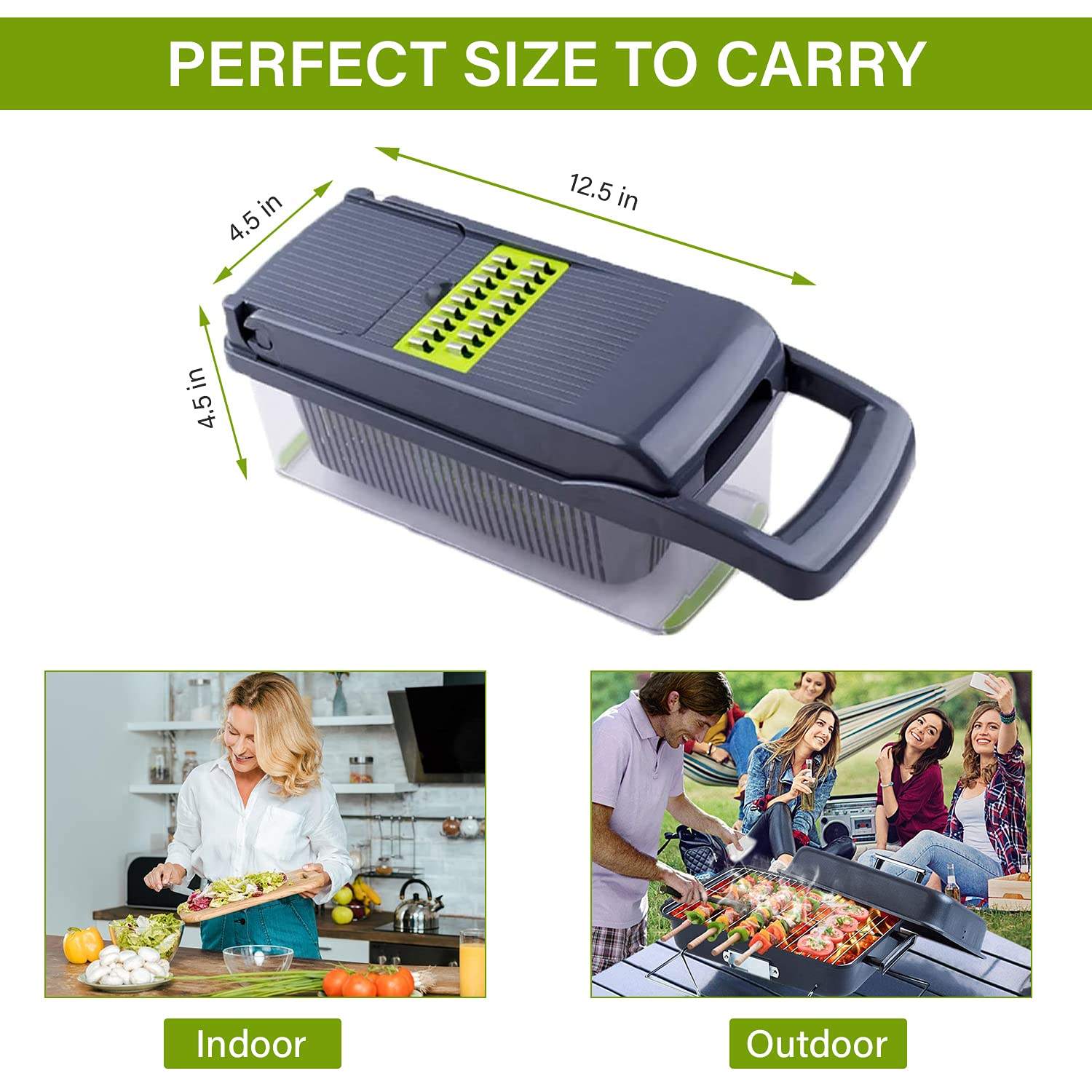 Perfect Size to Carry. good for indoor and outdoor use 12 In 1 Manual Vegetable Chopper Kitchen Gadgets Food Chopper Onion Cutter Vegetable Slicer
