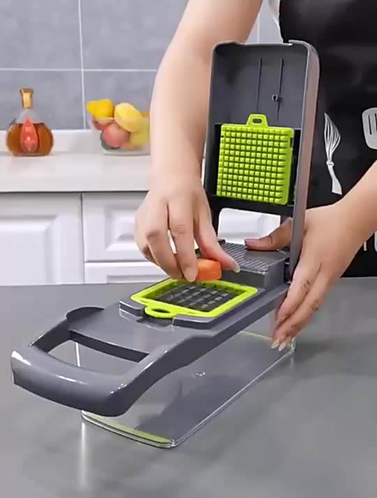 about to cut carrot into pieces 12 In 1 Manual Vegetable Chopper Kitchen Gadgets Food Chopper Onion Cutter Vegetable Slicer