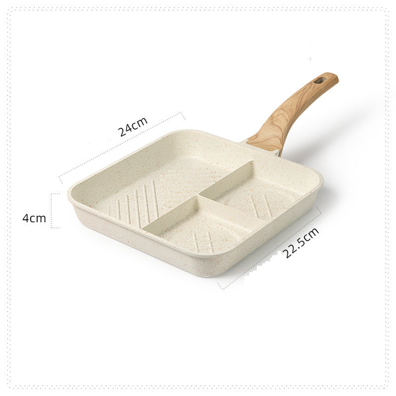 3-in-1 Culinary Master Pan Medical Stone Frying Pan Egg Frying Pan Breakfast Pot Special Convenient Omelet Tool Steak Pan Non-stick Pan Fat Reduction steaks tomatoes bacon over-view look dimensions